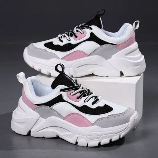 Chunky Sneakers, Spring, With Increased Height, Color Block Design, Multi-Occasions Wearing, Sports Running Shoes For Young